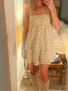 Reformation Floral Sleeveless Dress with Ruffle Details